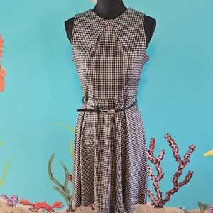 NY Collection Black and White Patterned Mini Dress